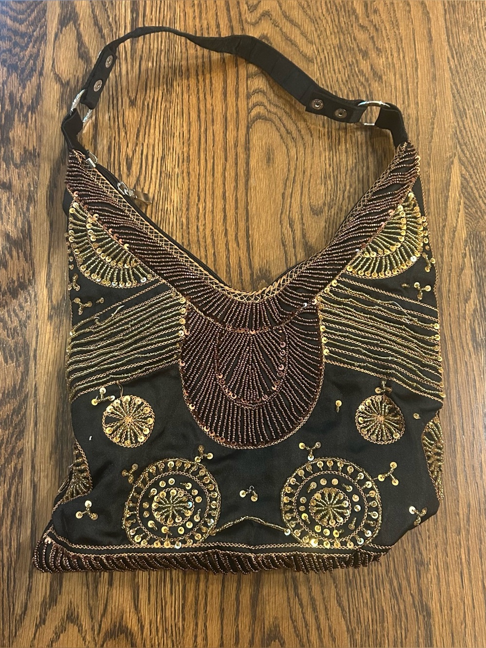 Vintage Y2K ALDO Heavily Beaded Metallic Hobo Shoulder Bag